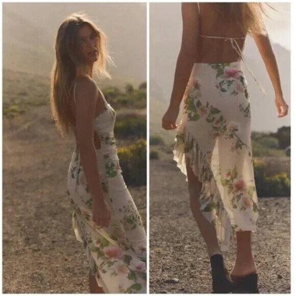 Zara Floral Print Ruffled Mini Dress NWT Blogger Fav Size Medium - Picture 2 of 11